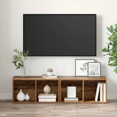 TV Cabinet Set 2 Pcs Engineered Wood