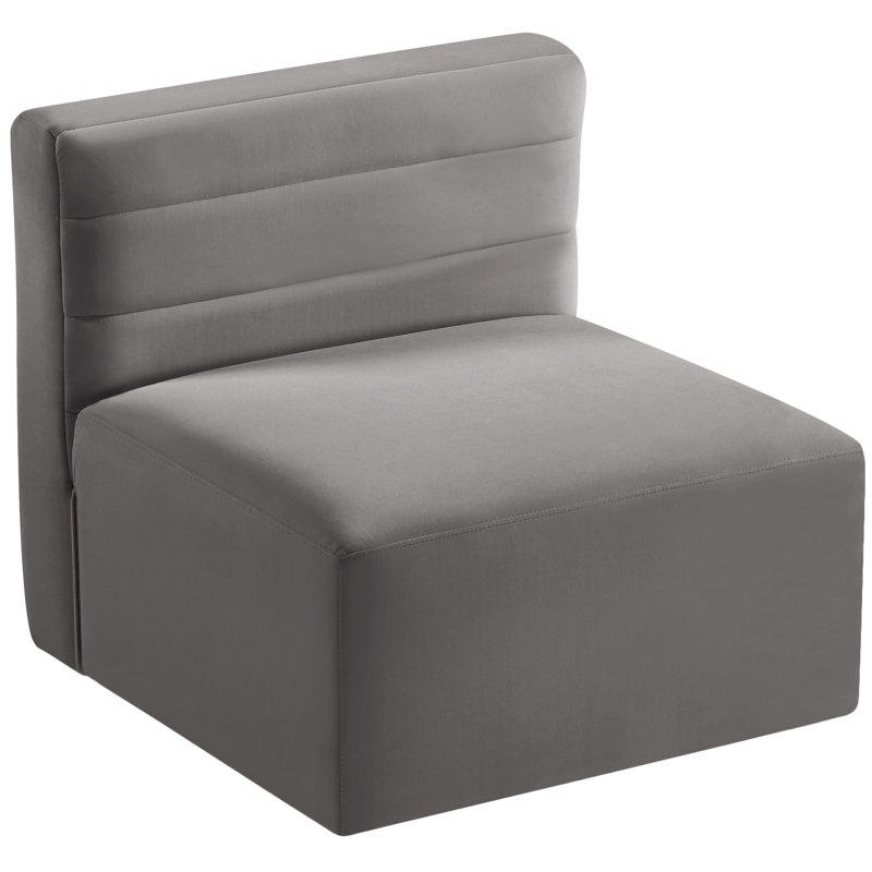 Enso Velvet Slipper Chair, Gray Velvet