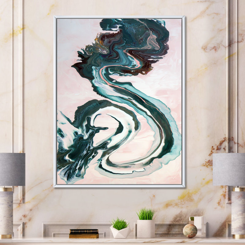 «Luxury Emerald River», art sur toile, L 30 po x H 40 po, Toile à cadre flottant blanc