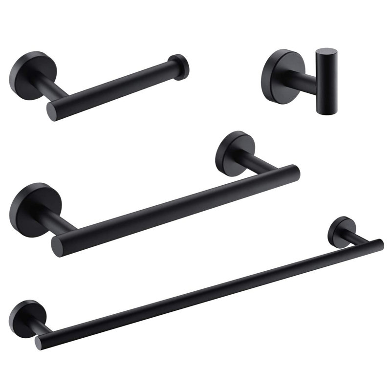 Ensemble de quincaillerie de salle de bain 4 pièces, Noir, noir, noir, noir