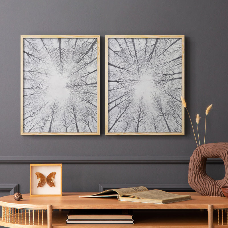 Toile à feuilles caduques I-Premium, reproduction encadrée - prête à être accrochée, Bois naturel, H 21 po x l 34 po