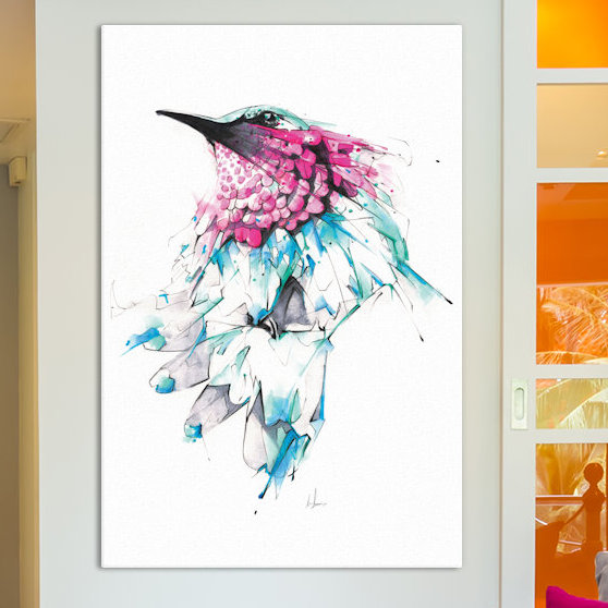 « hummingbird », impression sur toile tendue, H 60 po x l 40po x P 1,5 po