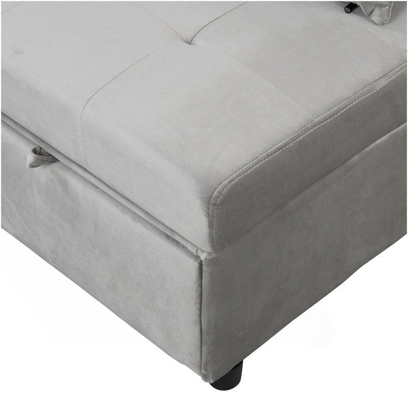Folding Ottoman Sofa Bed Gray, Gray Velvet