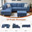 3-Piece Linen Sectional Sofa-617024145-617024232