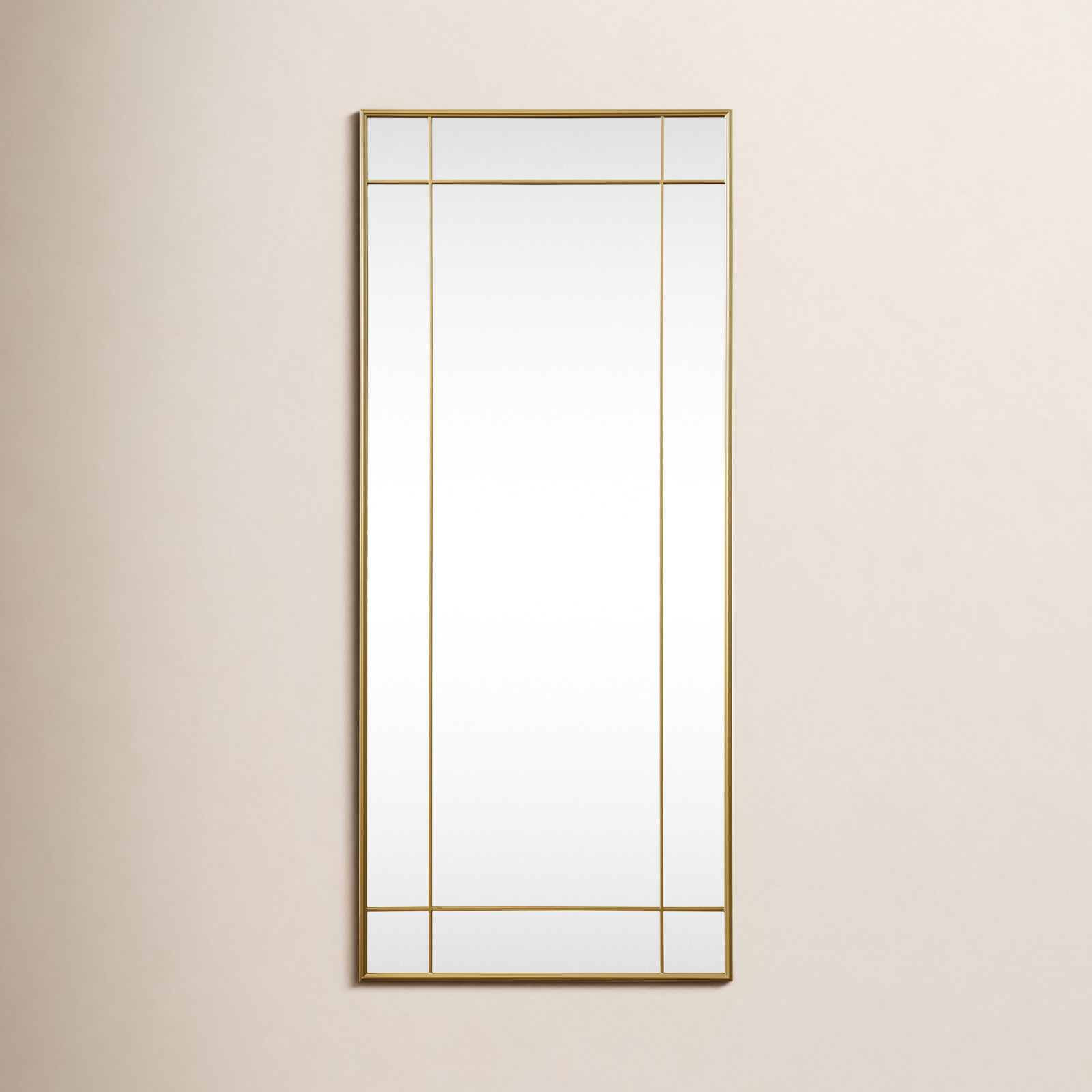 Chancey Iron Rectangle Wall Mirror, 70"H x 30"W, Brass