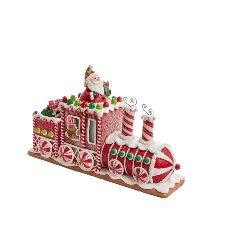 Kurt Adler Battery-Operated LED Gingerbread Junction Train, 7.5in