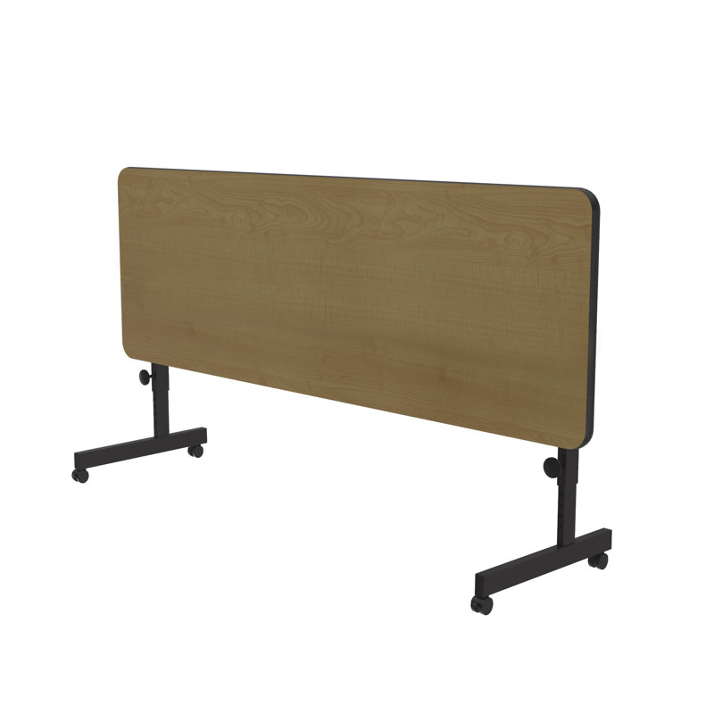 Rectangle 3 Person Height Adjustable Flip Top 60'' L Modular Training Table with Casters