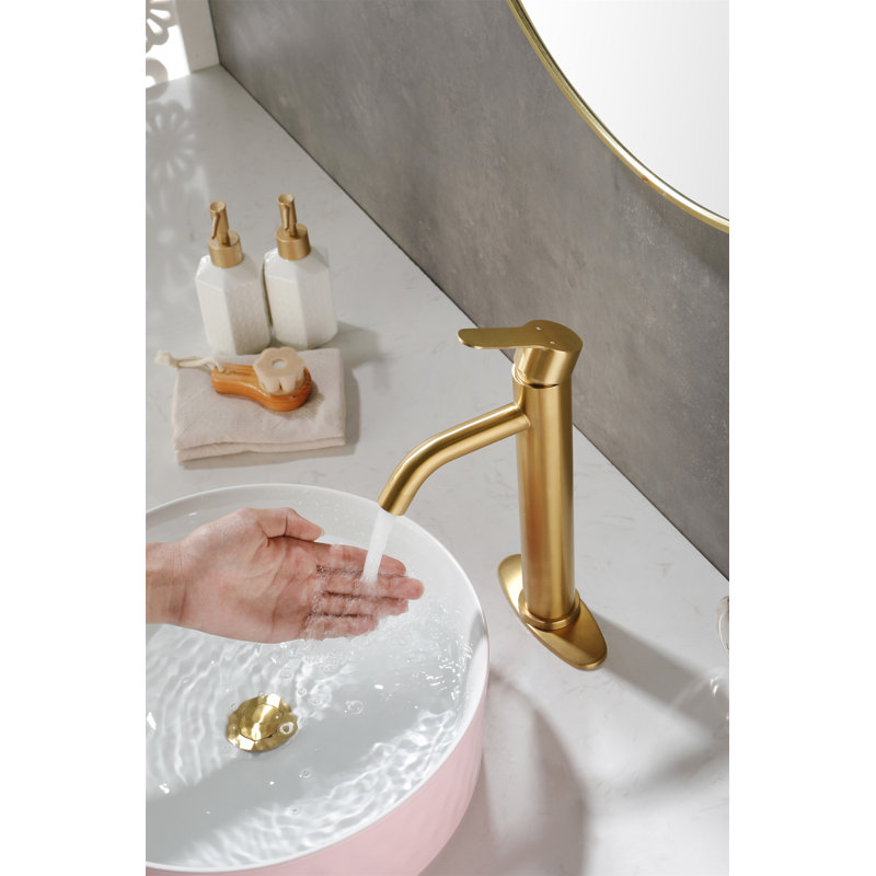 Single Handle Bathroom Vanity Sink Faucet, Brushed Gold