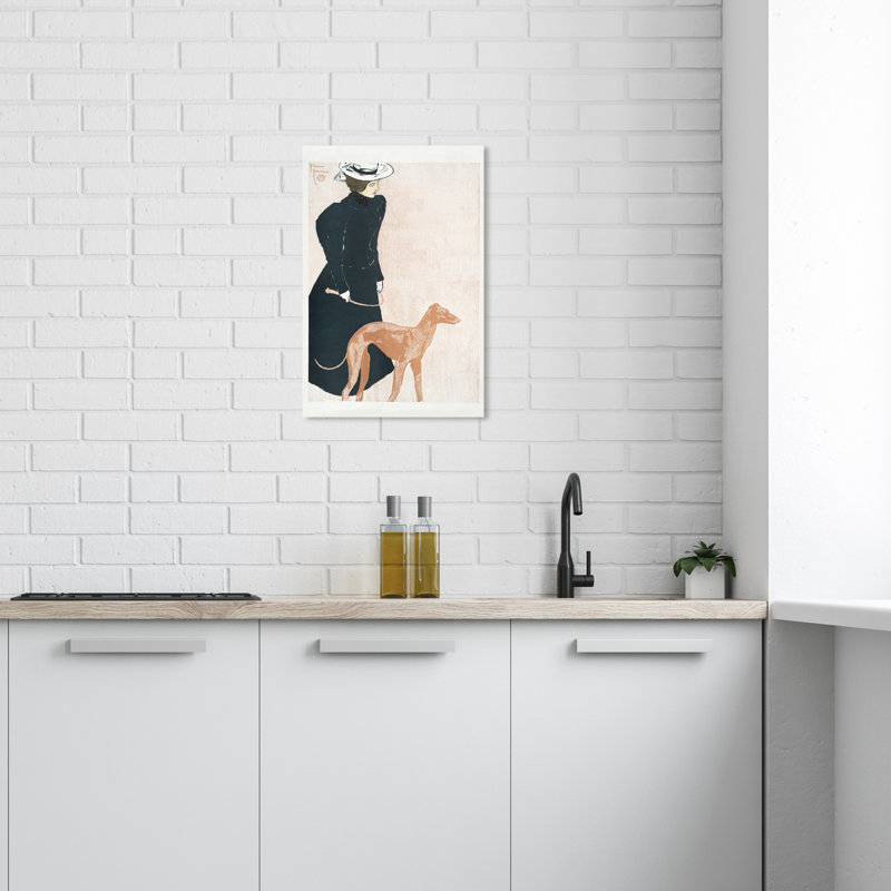 Fayetta, femme avec un lévrier, H 24 po x l 16 po x P 0,8 po