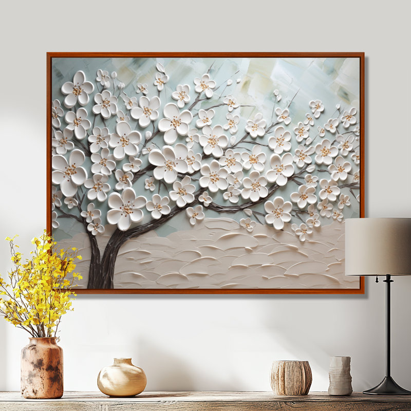 Dogwood Serenity Magical Tree IV On Canvas Print, 24" H x 32" W x 1" D, Brown Floater Framed