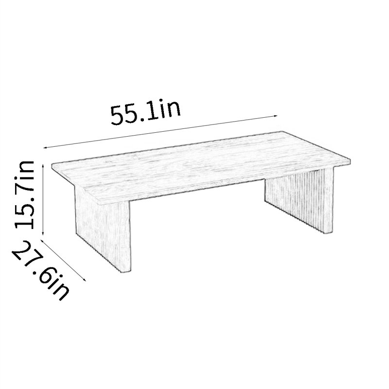 Rectangular simple solid wood rock table, 15.7" H x 55.1" L x 27.6" W
