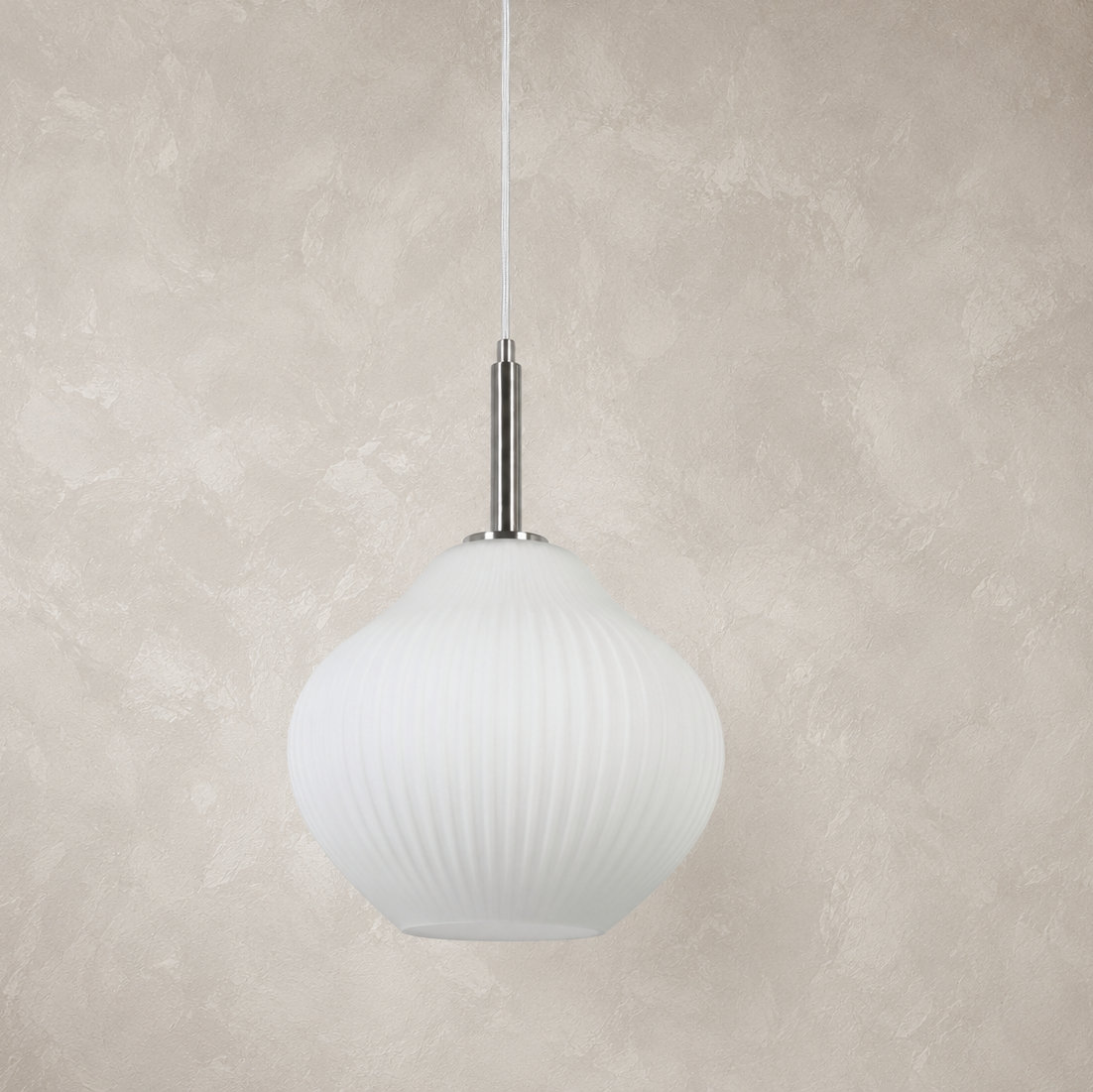 Jonny Dimmable Glass Single Light Pendant, Silver