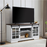 Multipurpose Sliding Door TV Cabinet Large Storage Cabinet with Glass Doors, For TVs Up to 65"