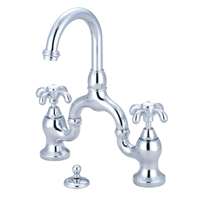 Polished Chrome French Country Bathroom Faucet with Spoke Handles