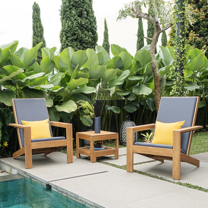 Chaise Adirondack d'extérieur en teck avec revêtement de patio Hodgkins