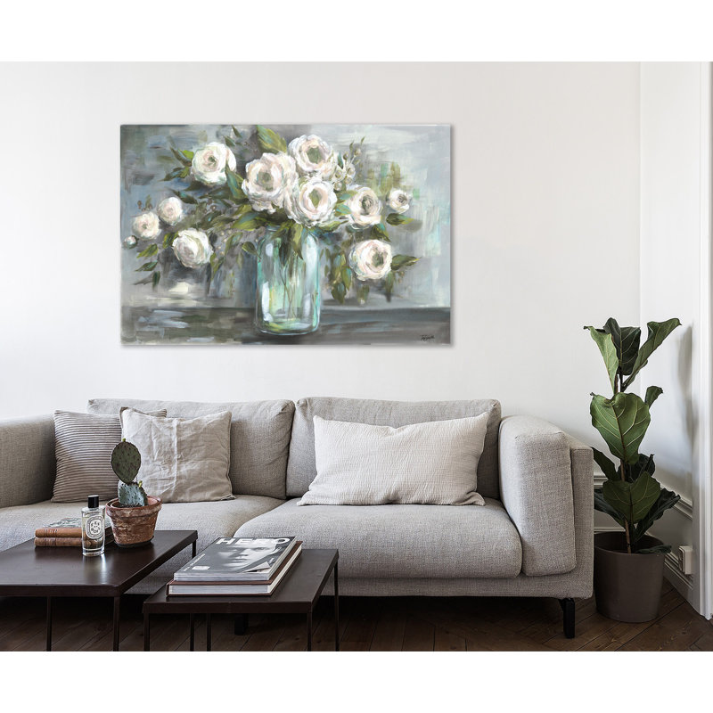 «Blooms In A Mason Jar V», reproduction sur toile tendue, H 10 po x l 15 po x P 1,5 po