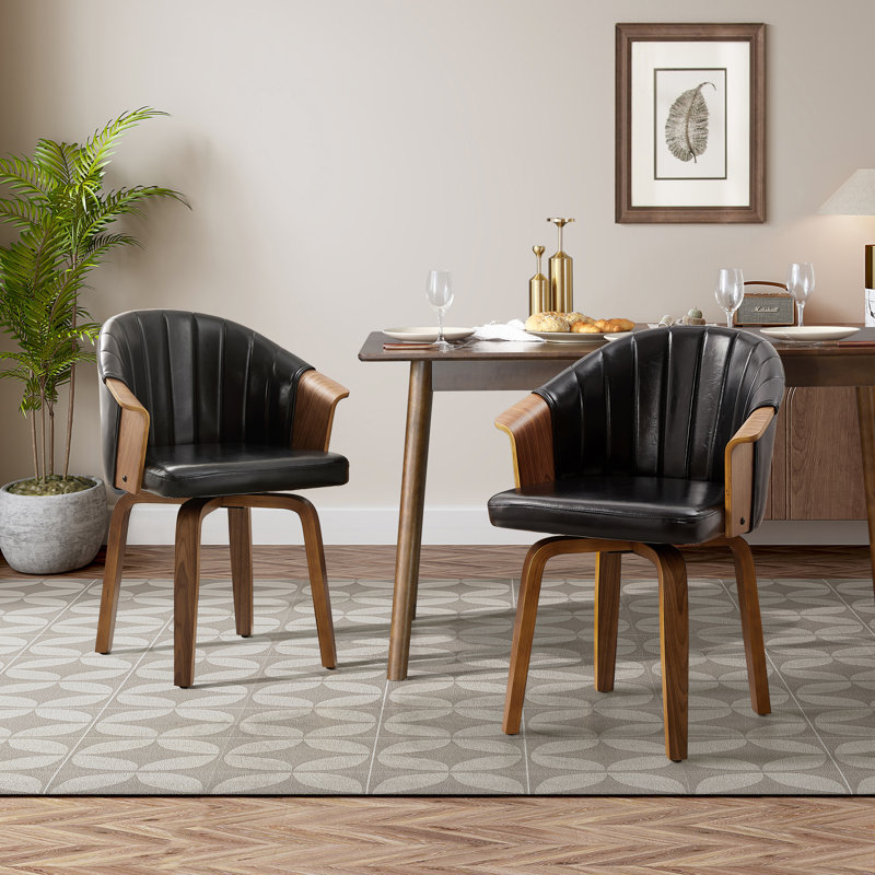 Barrayo 19.49'' H Faux Leather Upholstered Armchair, Black, Dark Brown