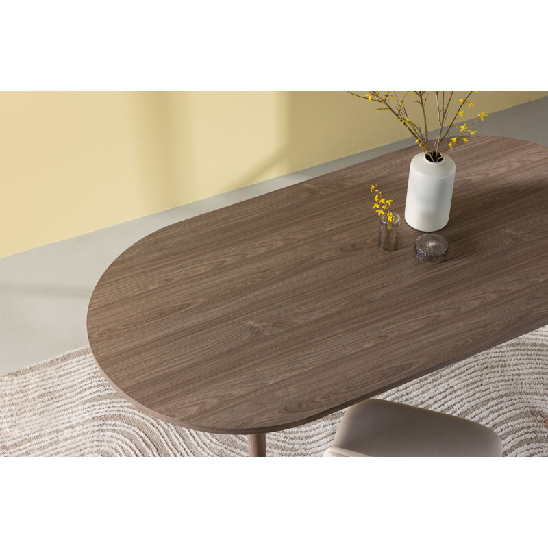 Binca Oval Metal Base Dining Table, 75cm H x 180cm L x  90cm W, Nature