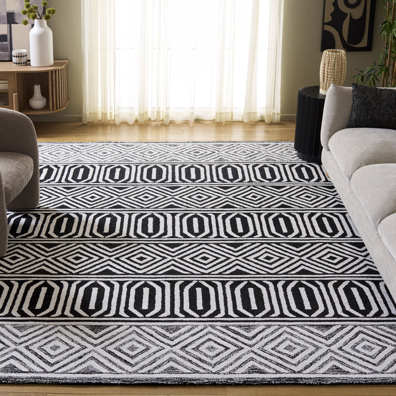 Tapis ivoire / noir Capri 702, Rectangle 8 pi x 10 pi