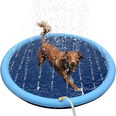 Splash Pad For Dogs&Kids, Foldable Sprinkler Pad Outside, Collapsible Play Water Bathtub Toy For Kiddie Puppies, Non Slip Wading Pool,Summer Outdoor Paddling Toys