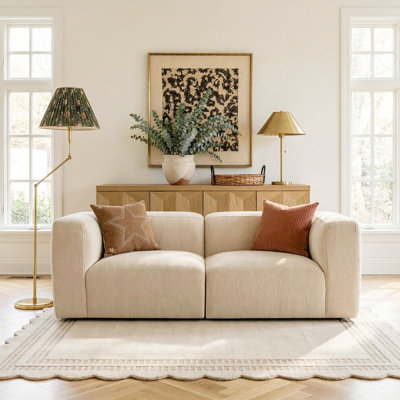 Gowen 2-Piece Low-Profile Corner Modular Loveseat With Deep Seating For Apartment