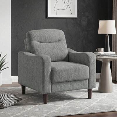 Mirelle 32" Modern & Contemporary Textured Chenille Living Room Chair with Pocket Coil Seating and Sloped Arms