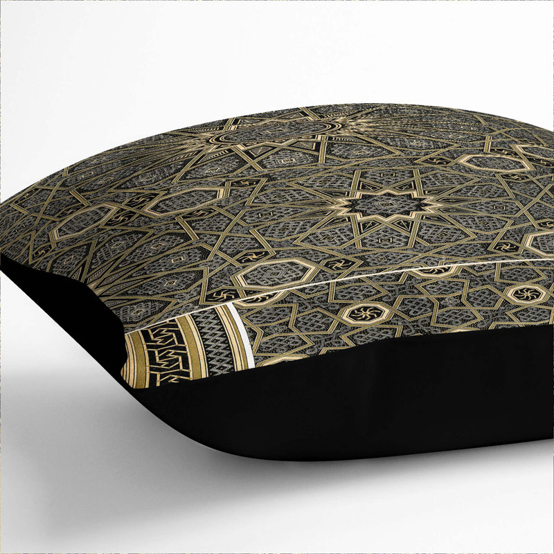 Geometric Square Throw Cushion, 55cm H x 55cm W x 20cm D, Black