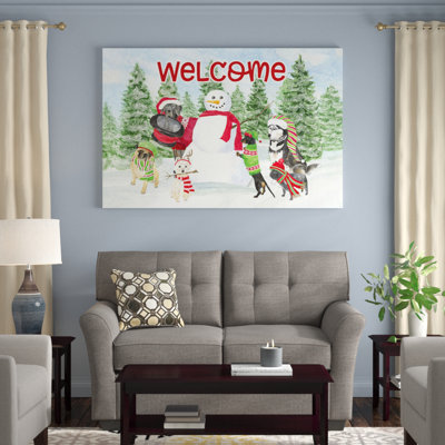 « dog days of christmas welcome », reproduction d’impression sur toile tendue Tara Reed