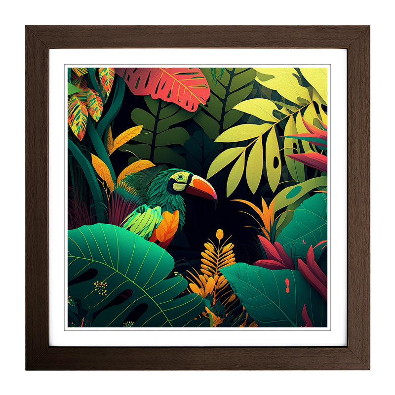Jungle Graphic Art - Framed Print, Walnut