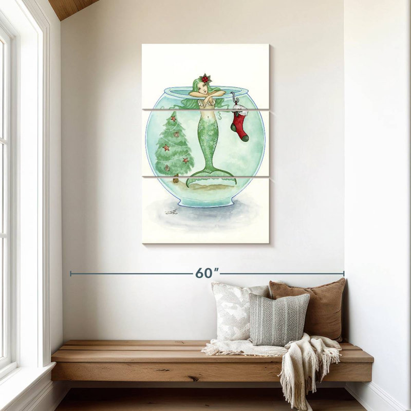 Kelan sirène en attente du père Noël, H 45 po x l 28 po