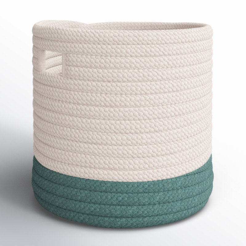 Fabric Basket With Handles 1, 20" H x 20" W x 16" D , Teal