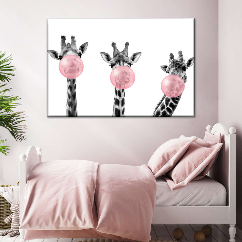 «Three Bubble Gum Giraffes», reproduction sur toile, H 45 po x l 30 po x P 1,25 po