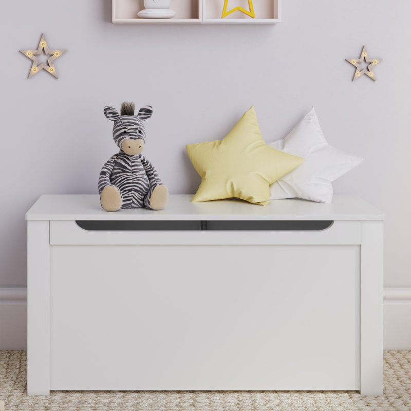 Boîte à jouets en bois massif Kariss, Blanc