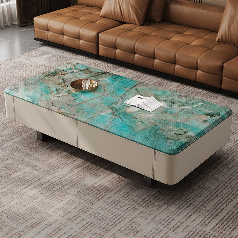Table basse Luxury-lite rectangulaire en marbre, H 15,7 po x L 51,2 po x l 27,6 po