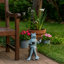Statuette décorative de grenouille en forme de grenouille pendant la pause-café - Décoration de jardin pour les amateurs de livres - Sculpture décorative extérieure - 33 cm, vert et bronze