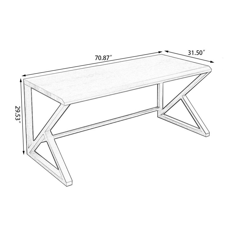Dark Walnut Rectangular Solid Wood desks, 29.53" H x 70.87" W x 31.5" D