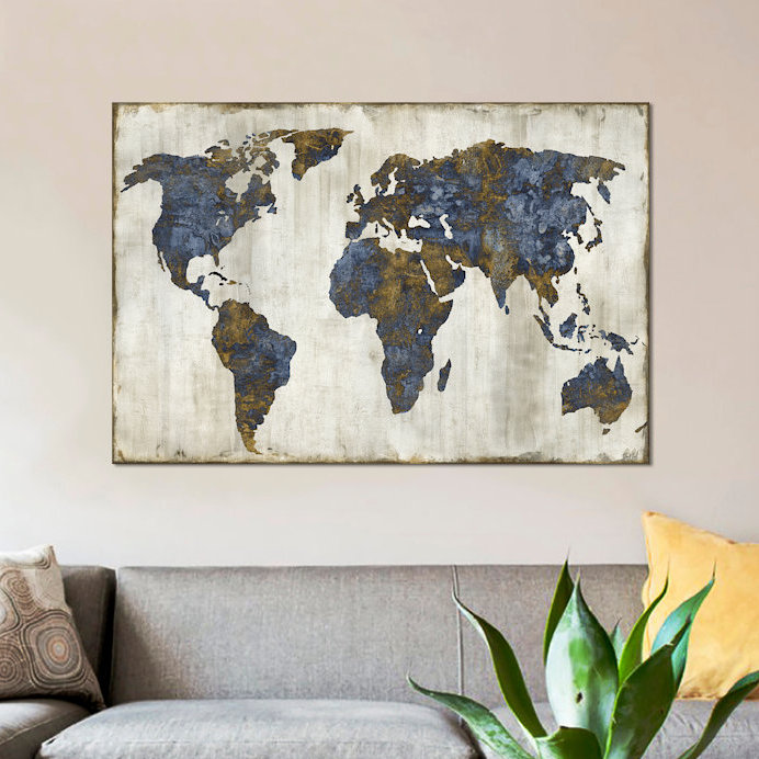 «The World I», impression sur toile, H 12 po x l 18 po x P 1,5 po, Toile tendue, Pas de tapis