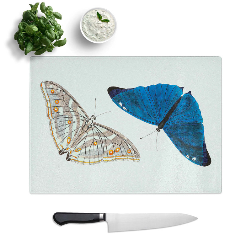 Tempered Glass Adonis Butterfly Chopping Board, 28.5 cm W x 20 cm L