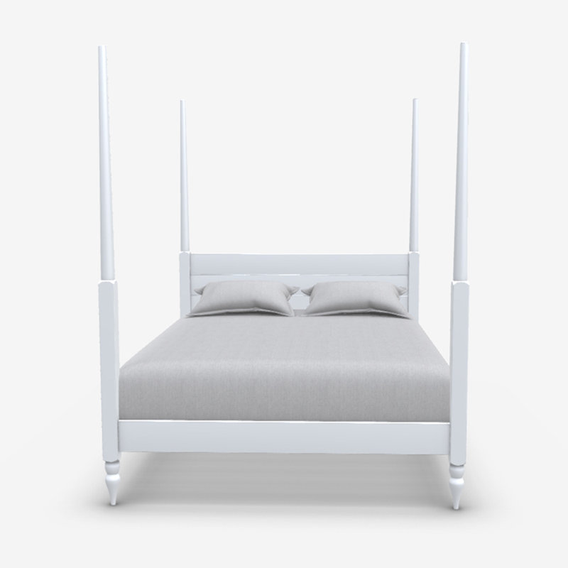 Thorndale Solid Wood Bed, European Kingsize (160 x 200 cm), White