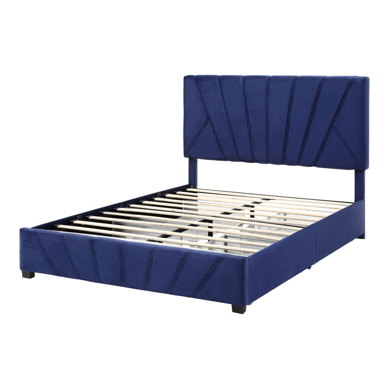 Amillya Upholstered Platform Storage Bed, Queen, Navy
