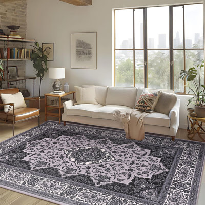 Fillender Washable Soft Vintage Rug Fashion Floral Rug For Living Room Dorm Decor