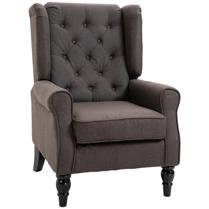 Afton Upholstered Wingback Chair, Brown