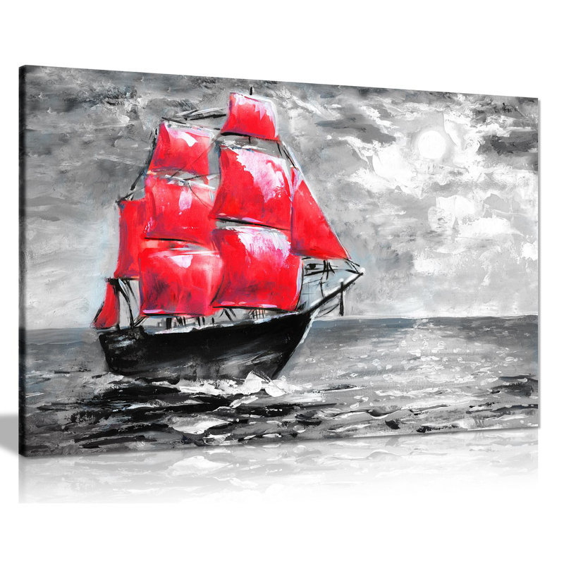 Ship On Ocean - Wrapped Canvas Print, 51cm H x 76cm W