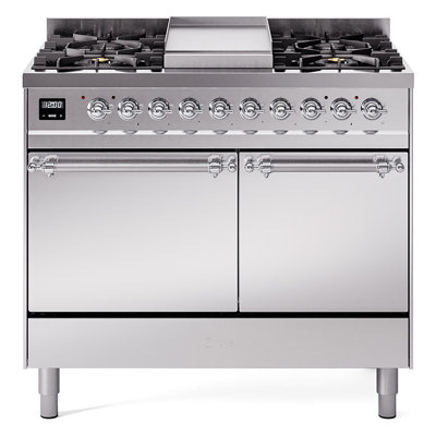 ILVE Nostalgie II Series 40 inch Dual Fuel Range with 6 Sealed Burners, Griddle (Glass Door)
