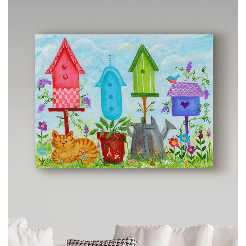 «Birdhouse in Garden», art sur toile, H 14 po x l 19 po x P 2 po