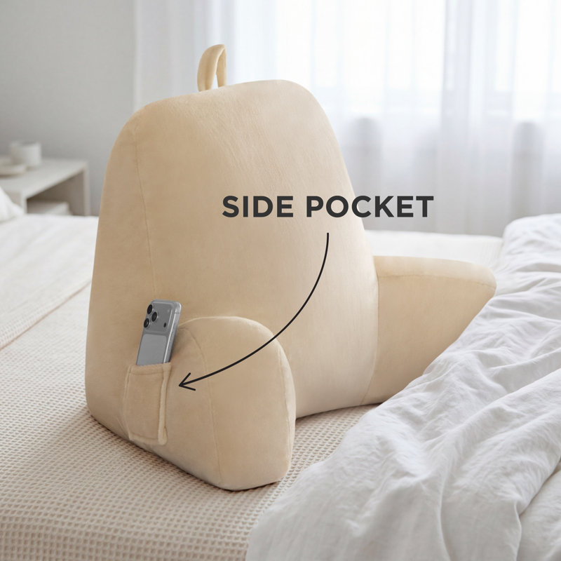 The Sheet Lab Plush Backrest Pillows, Beige, 29" x 24.5" x 10.5"
