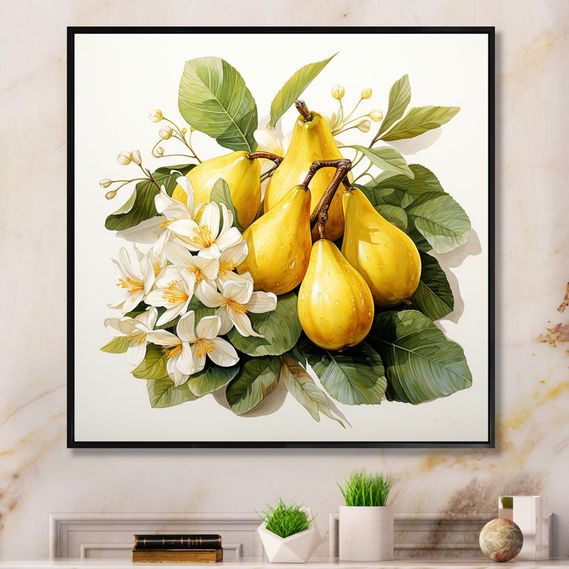 Vibrant Pears, reproduction d'art sur toile, H 30 po x l 30 po x P 1 po, Cadre flottant noir