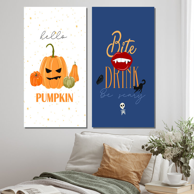 «Happy Halloween with Mystical Elements I», ensemble de 2 impressions, H 40 po x l 40 po x P 1,5 po, Toile tendue