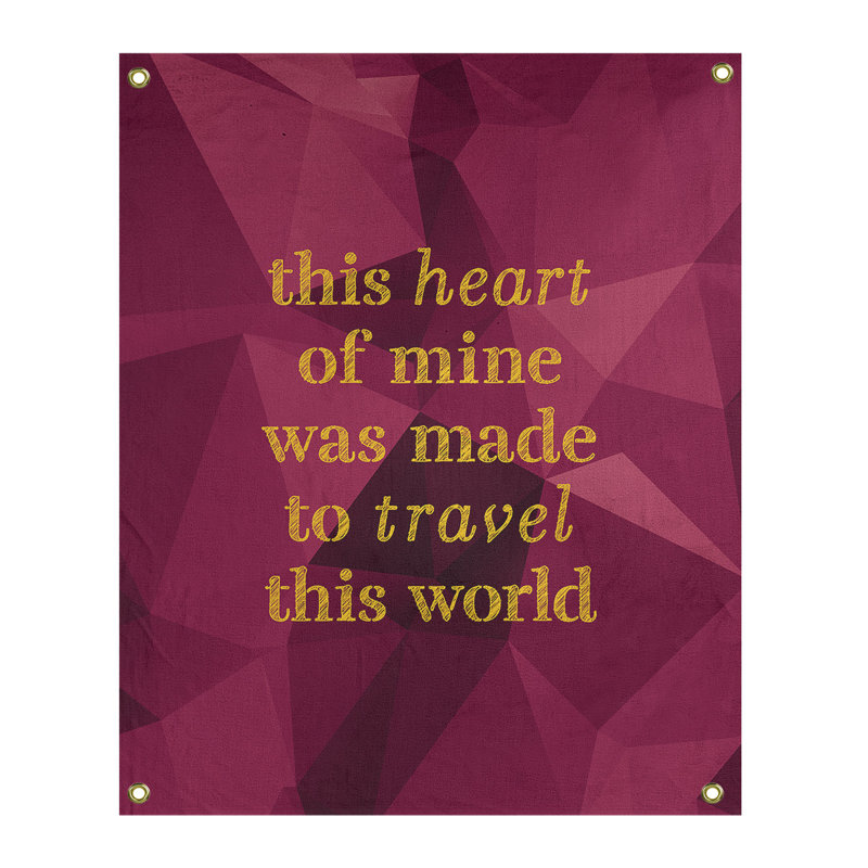 Tapisserie en polyester en faux pierres de voyage love love, H 36 po x l 26 po, Spinelle / or