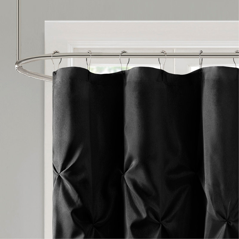 Tufted Semi-Sheer Shower Curtain, Black